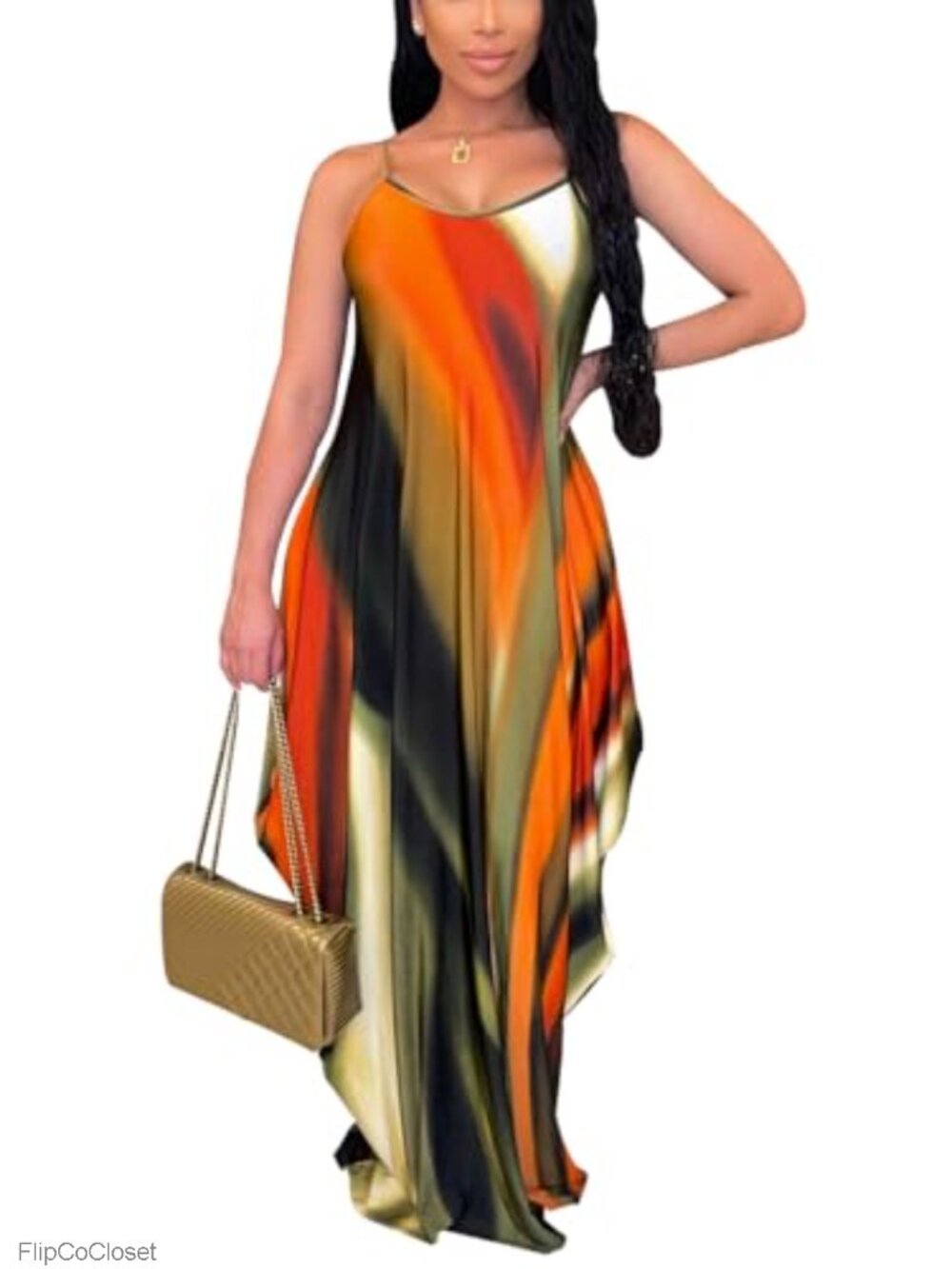 Plus Size Maxi Sundress Summer Casual Sleeveless Loose Long Dress with Pockets